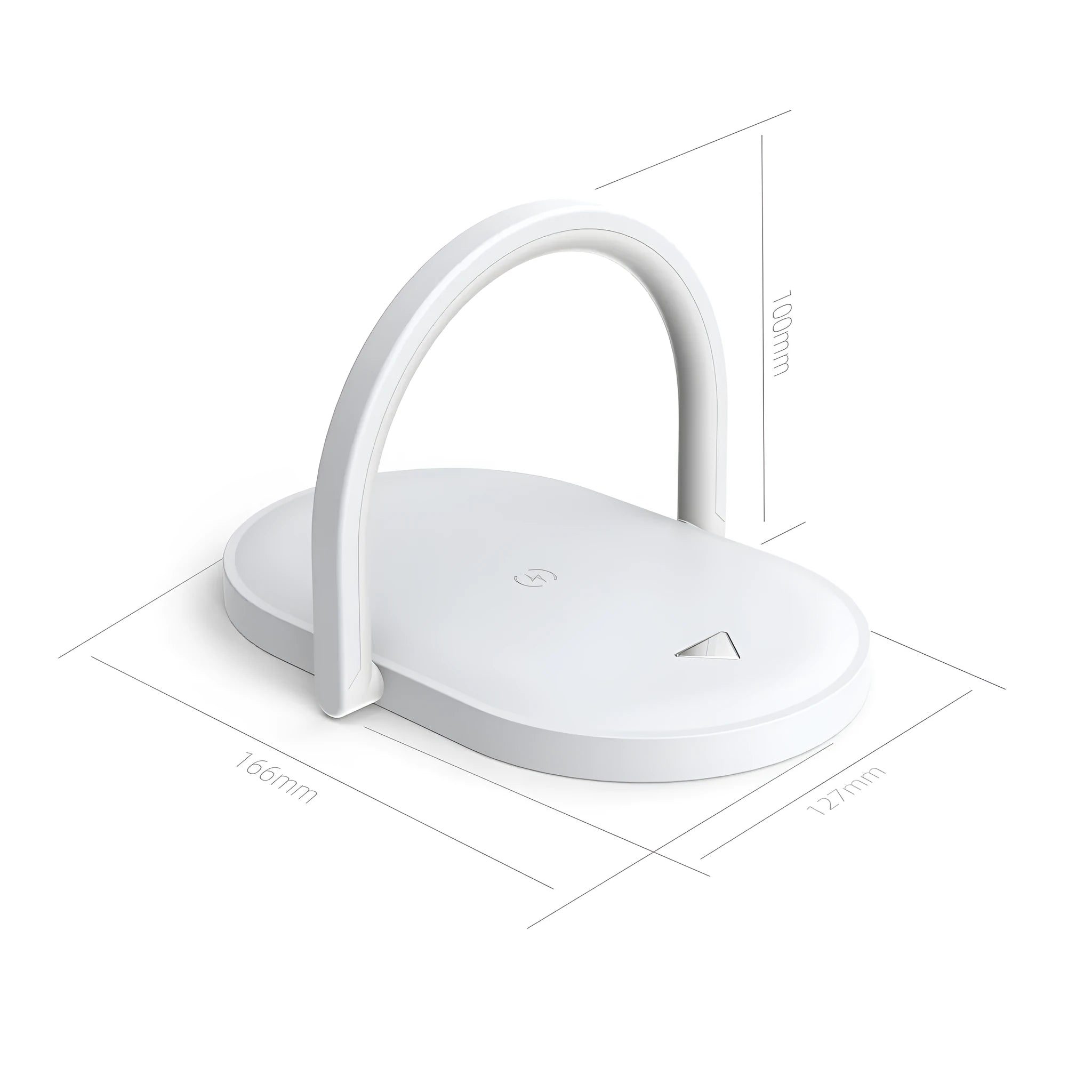 Black wireless charging stand with night light and phone holder showing 15W fast charging capability