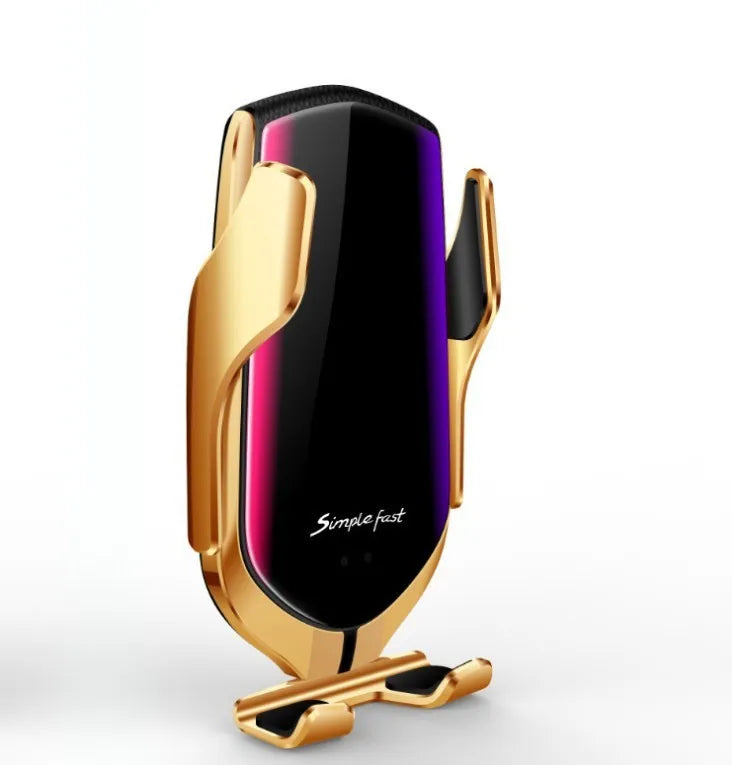 Magic Clip R1 automatic car phone holder wireless charger in gold or silver colour