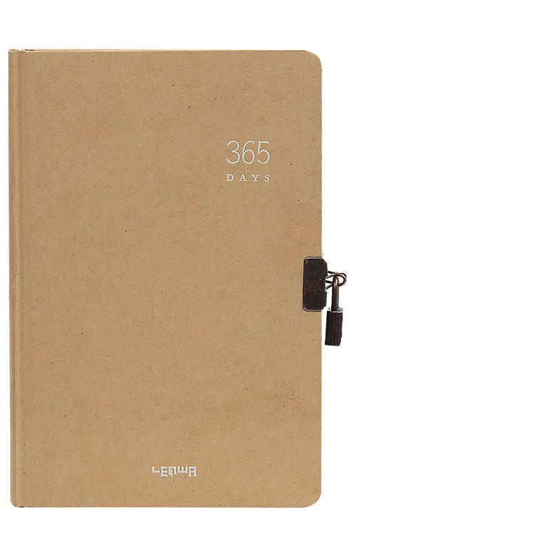 A5 hardcover locked diary notebook with metal lock in beige and black colour options