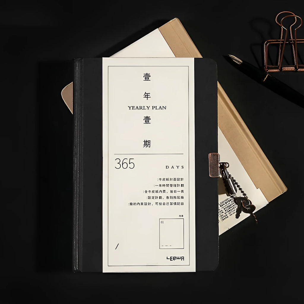 A5 hardcover locked diary notebook with metal lock in beige and black colour options