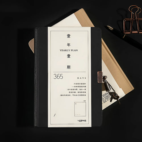 A5 hardcover locked diary notebook with metal lock in beige and black colour options
