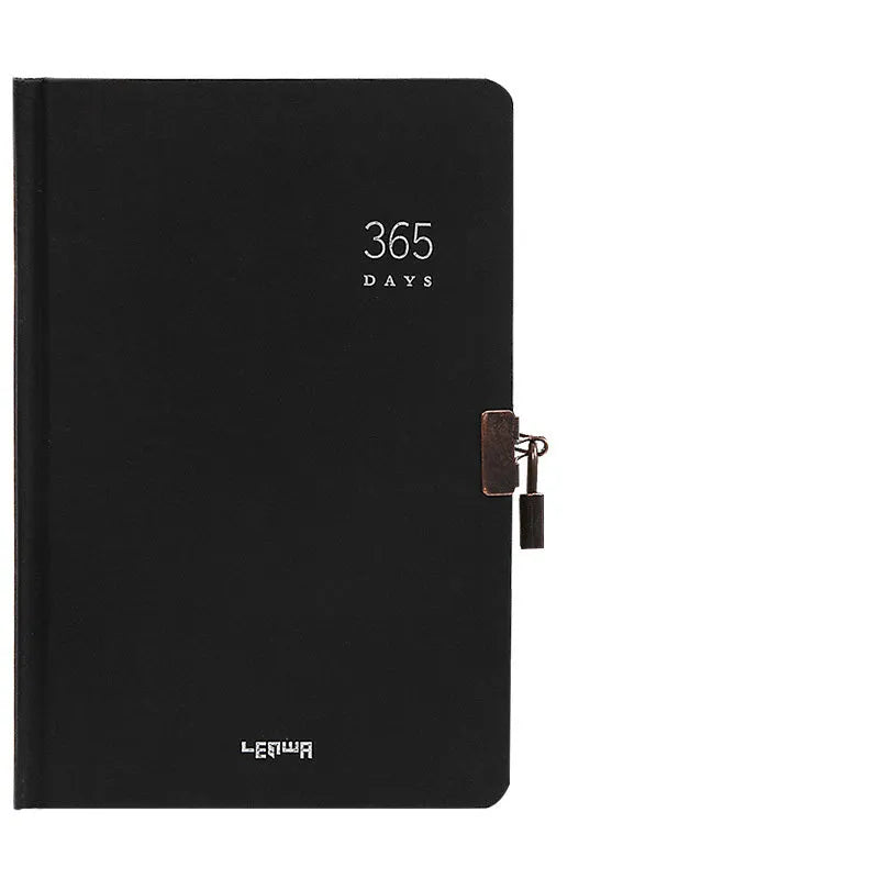 A5 hardcover locked diary notebook with metal lock in beige and black colour options