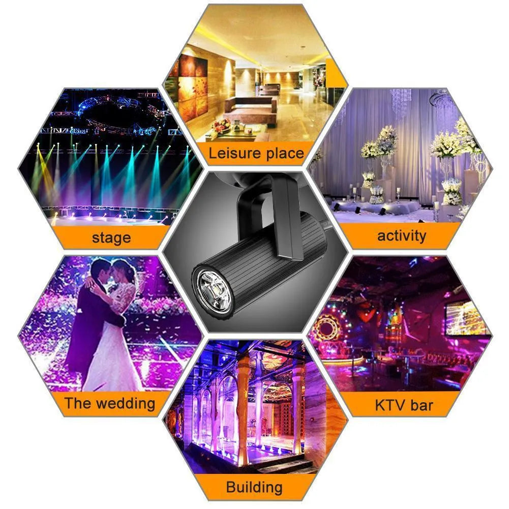 Black plastic 1W RGBW LED stage spotlight for beam lighting effects
