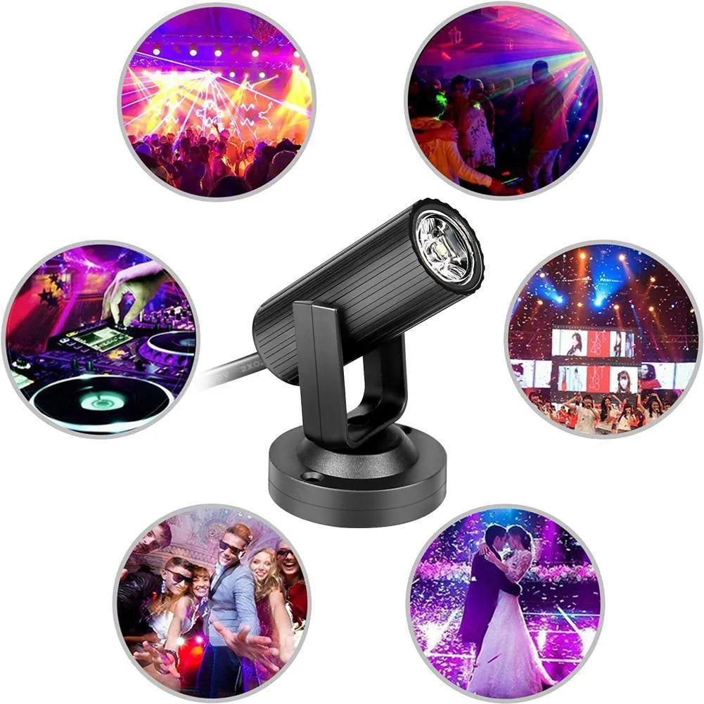 Black plastic 1W RGBW LED stage spotlight for beam lighting effects