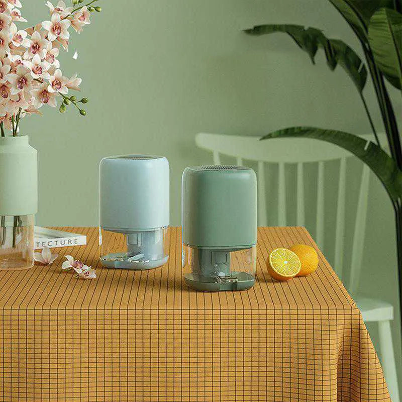 Portable dehumidifier in white, blue, or dark green colour with 0.7L water tank