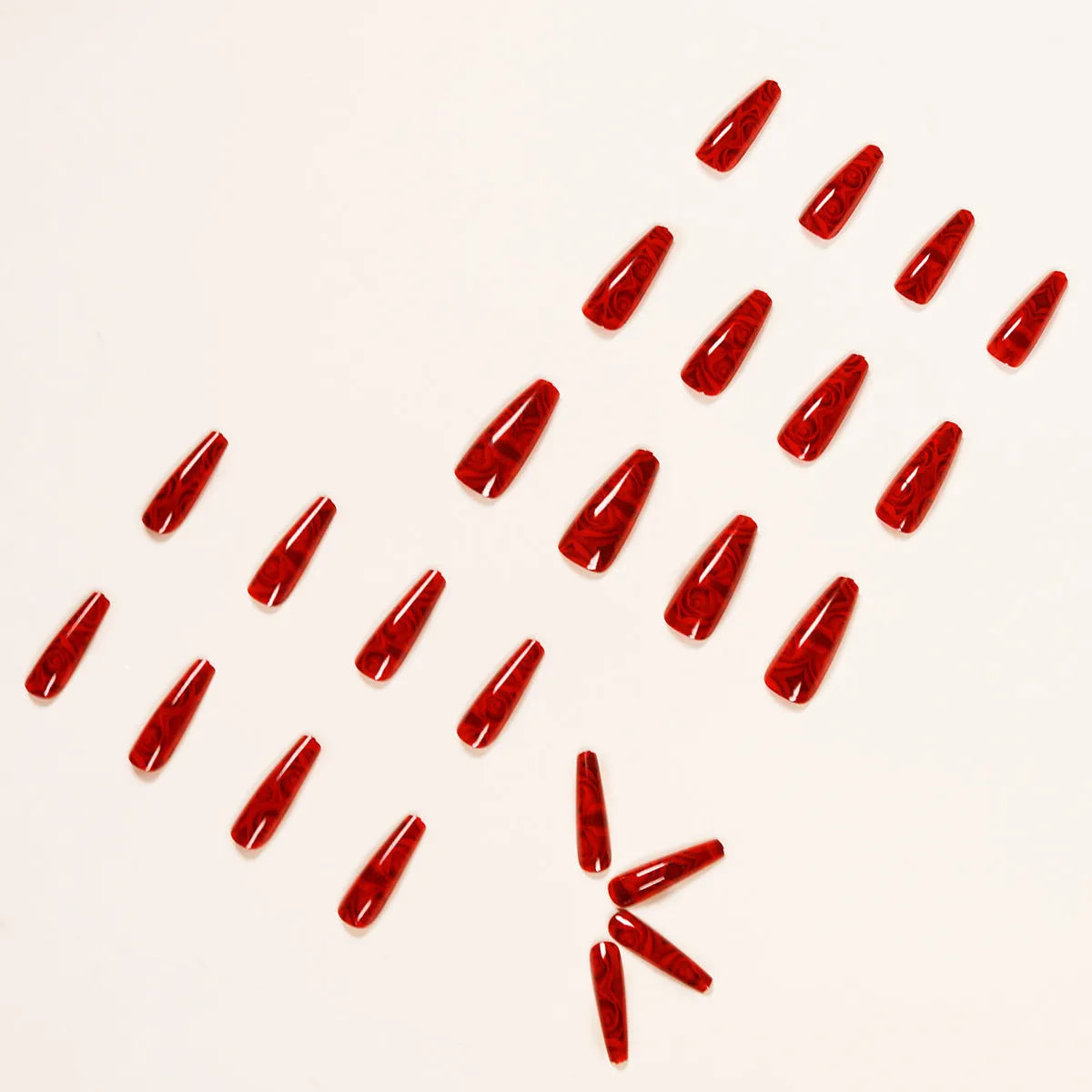 Hot wine red rose wearing nail art finished product 24 tablets with glue bottle