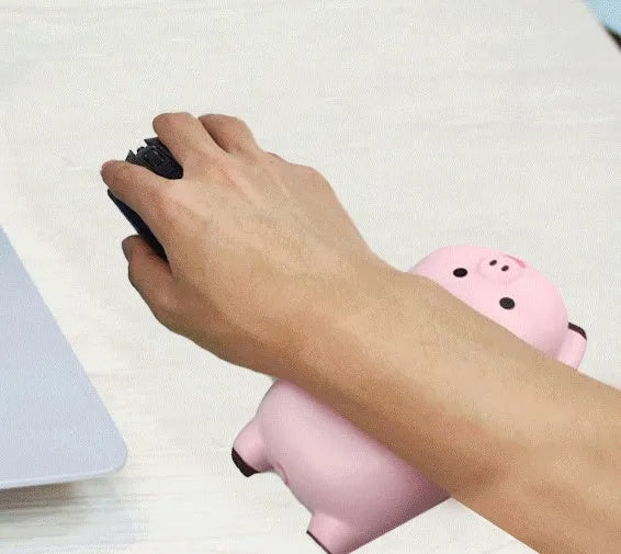 Black PU wrist rest mouse pad with non-slip base, 130 by 70 mm dimensions