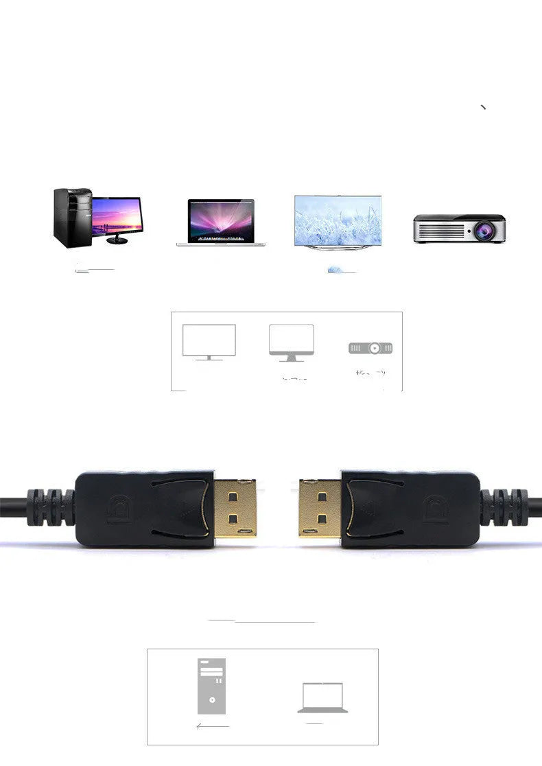 Black 1.8m DP male to DP male DisplayPort extension cable for TV