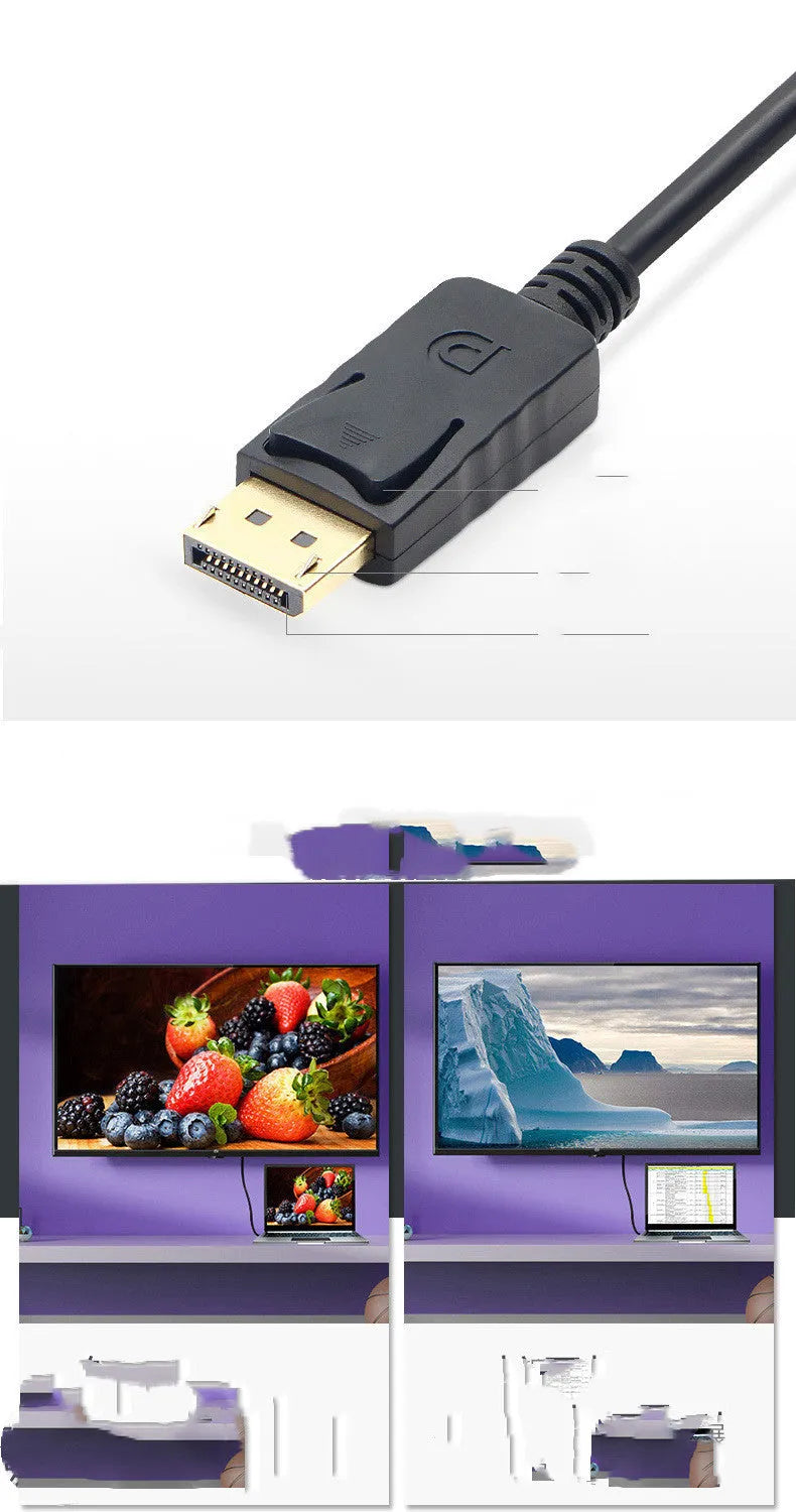 Black 1.8m DP male to DP male DisplayPort extension cable for TV