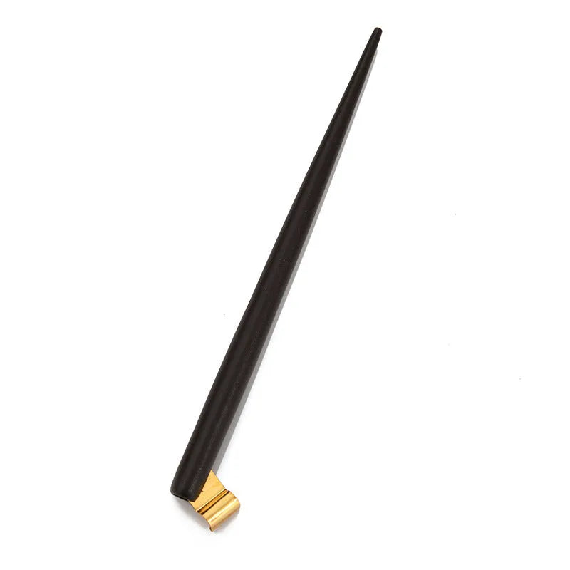 Black and brown comic dip pens with straight and inclined holders and six stainless steel nibs