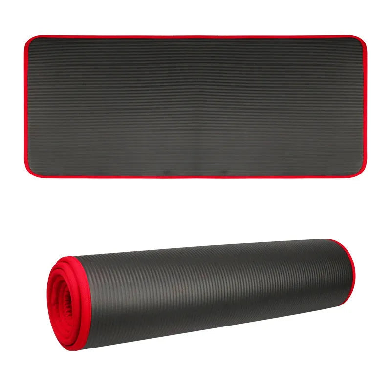 Extra thick non-slip yoga mat 10mm NRB material 183x61x1cm on floor