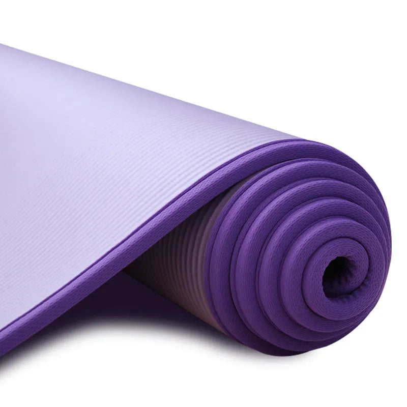 Extra thick non-slip yoga mat 10mm NRB material 183x61x1cm on floor