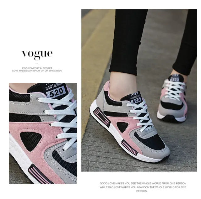 Women's Korean-style casual shoes with breathable mesh lining and thick sole in black