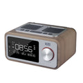 Wooden Bluetooth speaker alarm clock radio in golden oil colour with dual speakers and display