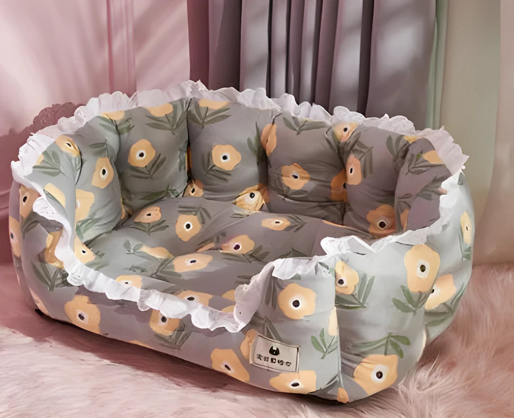 Banana boat pet bed in yellow forest pattern, wearable four seasons nest for medium and large dogs and cats