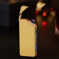 Black USB rechargeable metal windproof electronic lighter, 73 x 35 x 11mm, about 57g