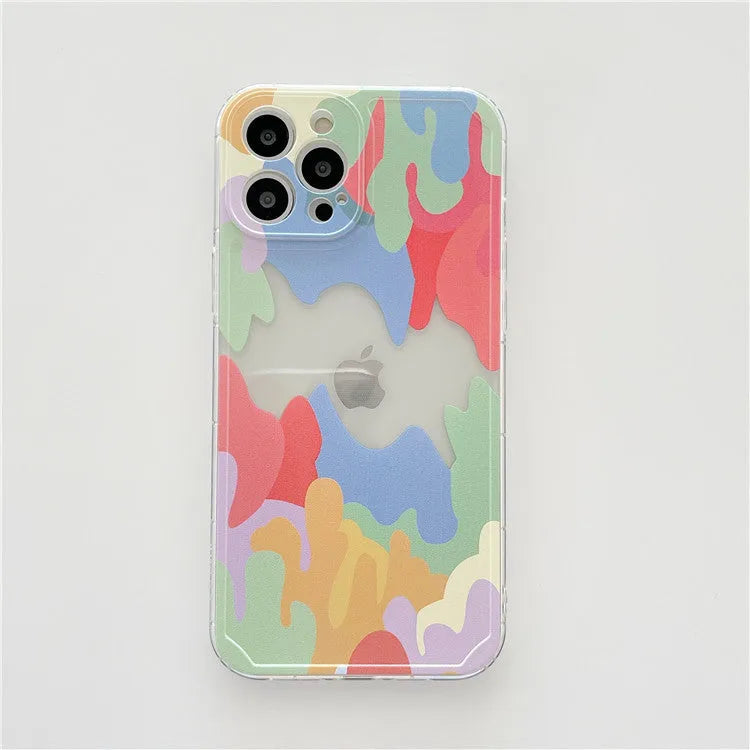 TPU abstract geometric phone case for iPhone 12 with dazzling transparent colour contrast finish