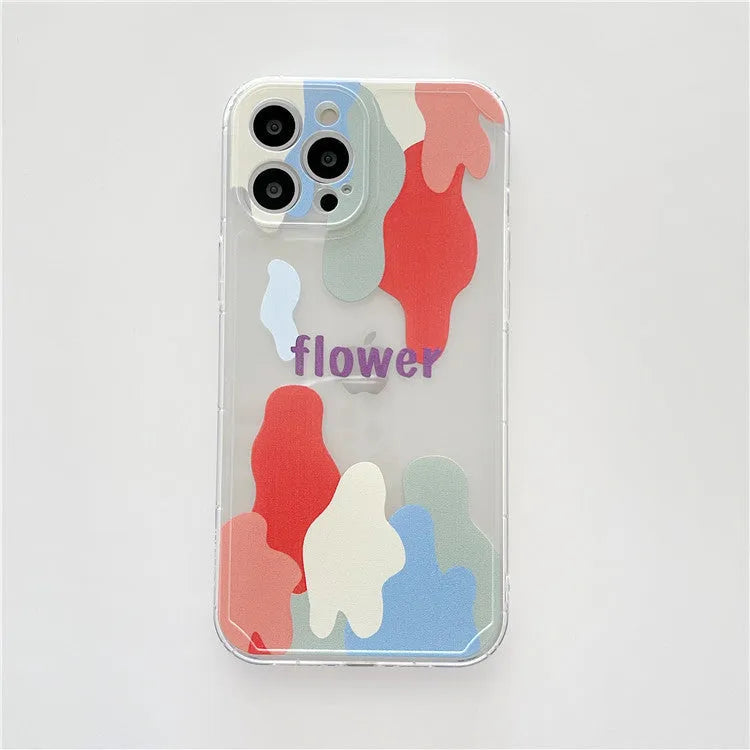 TPU abstract geometric phone case for iPhone 12 with dazzling transparent colour contrast finish
