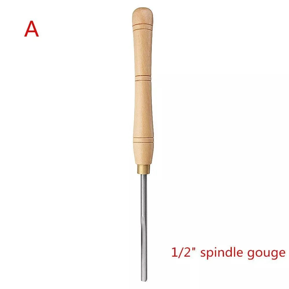 8-piece woodworking turning tool set with chrome vanadium steel tools in wooden box