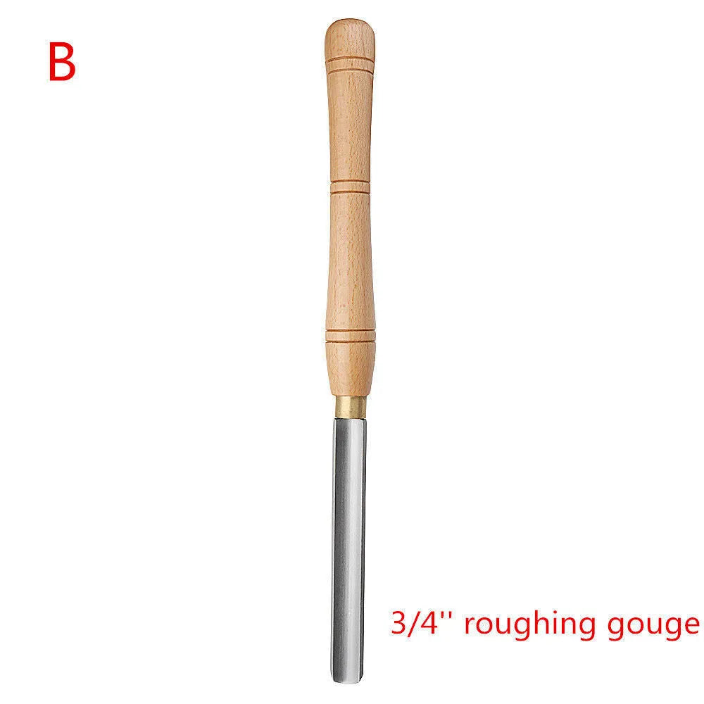 8-piece woodworking turning tool set with chrome vanadium steel tools in wooden box