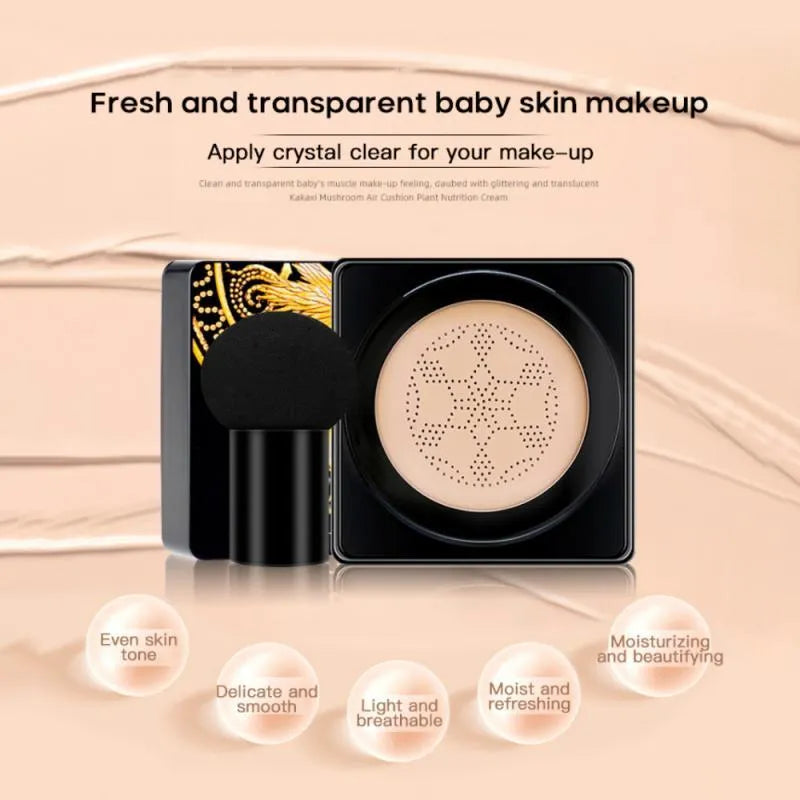 Kakashi small mushroom cushion BB cream foundation compact with SPF in Ivory and Natural colour for combination skin