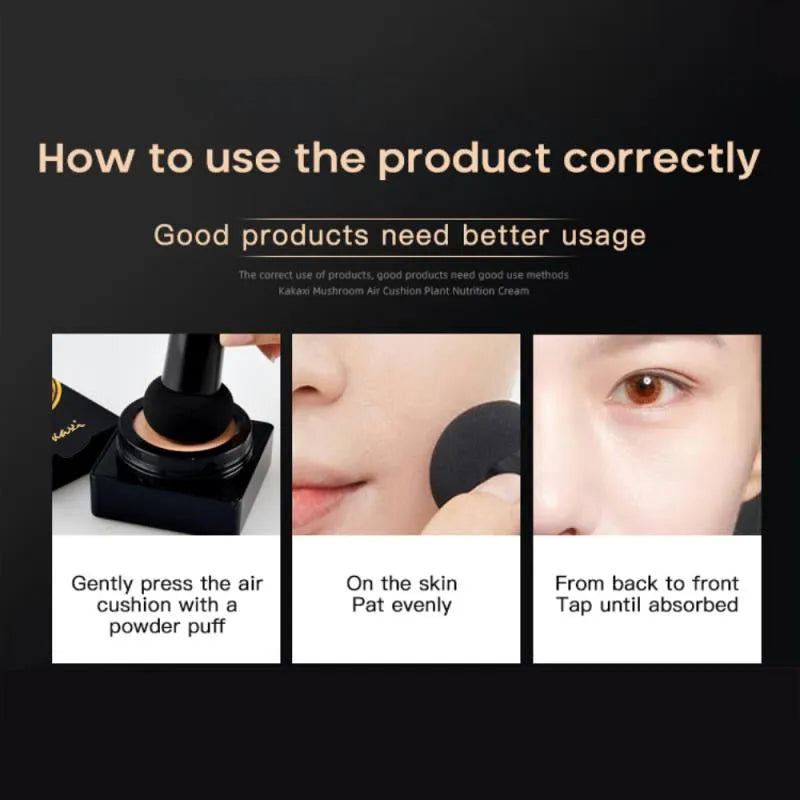 Kakashi small mushroom cushion BB cream foundation compact with SPF in Ivory and Natural colour for combination skin