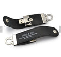 Creative metallic leather USB flash drive in black or brown with 30x10mm compact size