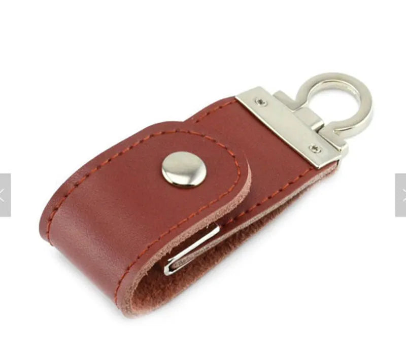 Creative metallic leather USB flash drive in black or brown with 30x10mm compact size