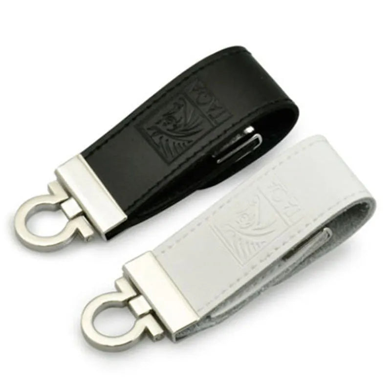 Creative metallic leather USB flash drive in black or brown with 30x10mm compact size