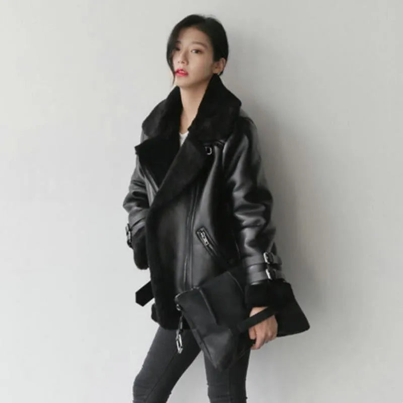 Black super short leather motorcycle jacket with stand collar, front view