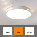 Round modern acrylic LED ceiling lamp with remote control on a white ceiling.