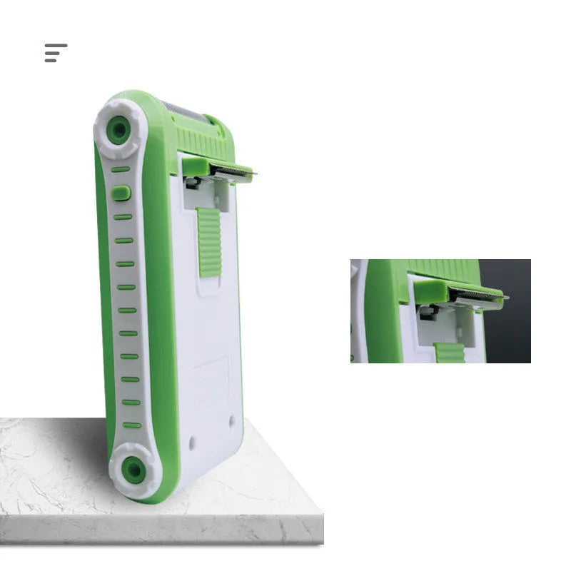 L2 rechargeable electric shaver with white ABS body and silver double-layer net head.