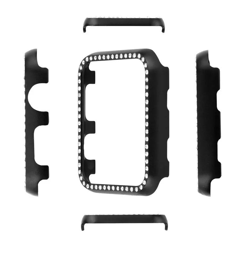 Aluminium alloy diamond protective case for Apple Watch in rose gold colour.