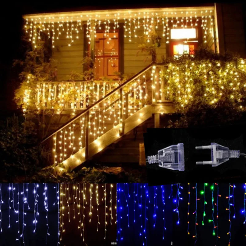 96 warm white LED starry icicle light string 4 metres long with 8-function controller