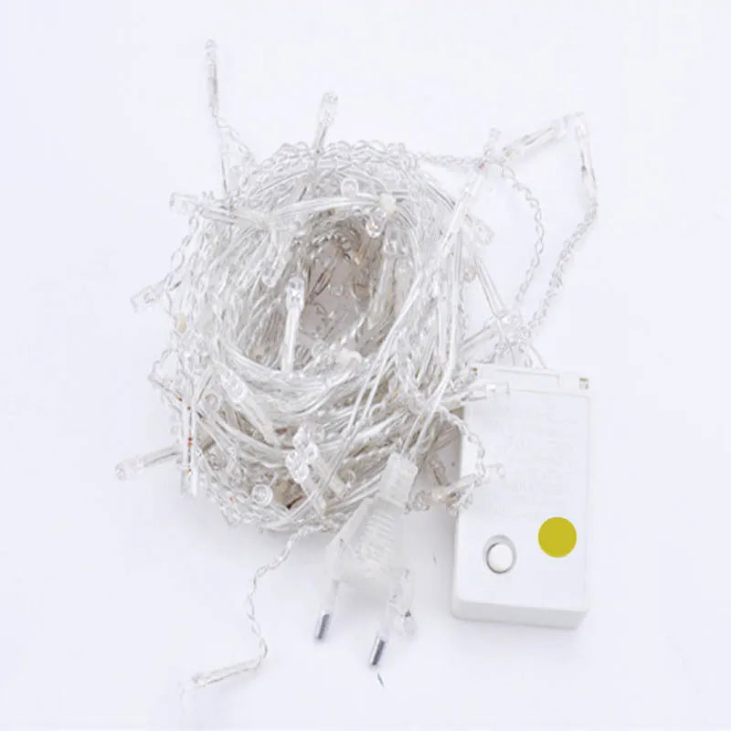 96 warm white LED starry icicle light string 4 metres long with 8-function controller