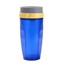 Double wall insulated travel tumbler with twist seal showing cartoon patterns and straw