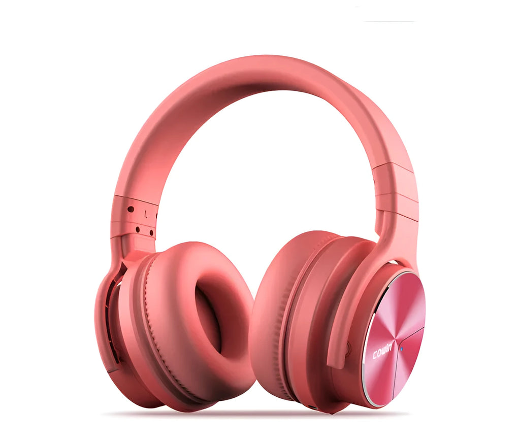Kayo Cowin E7-Pro foldable over-ear Bluetooth headphones with active noise cancellation in red colour.