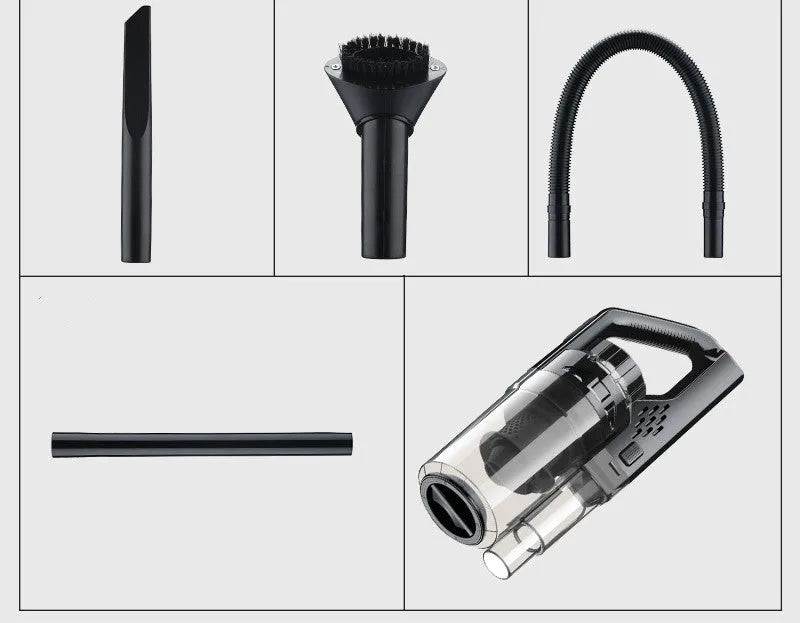 Portable 12V car vacuum cleaner with 6000 mbar suction in black and red colour for interior cleaning