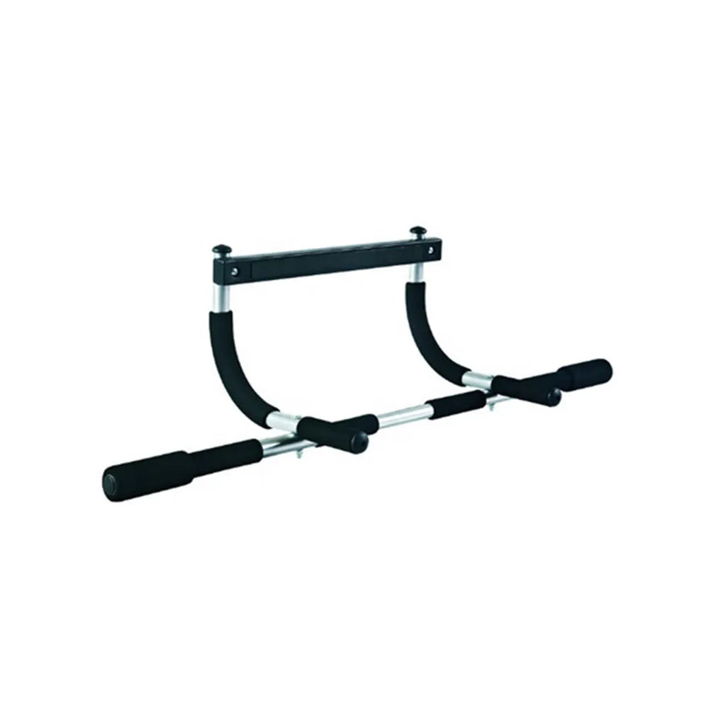 Black steel pipe pull-up bar measuring 92.5 cm wide for indoor fitness equipment