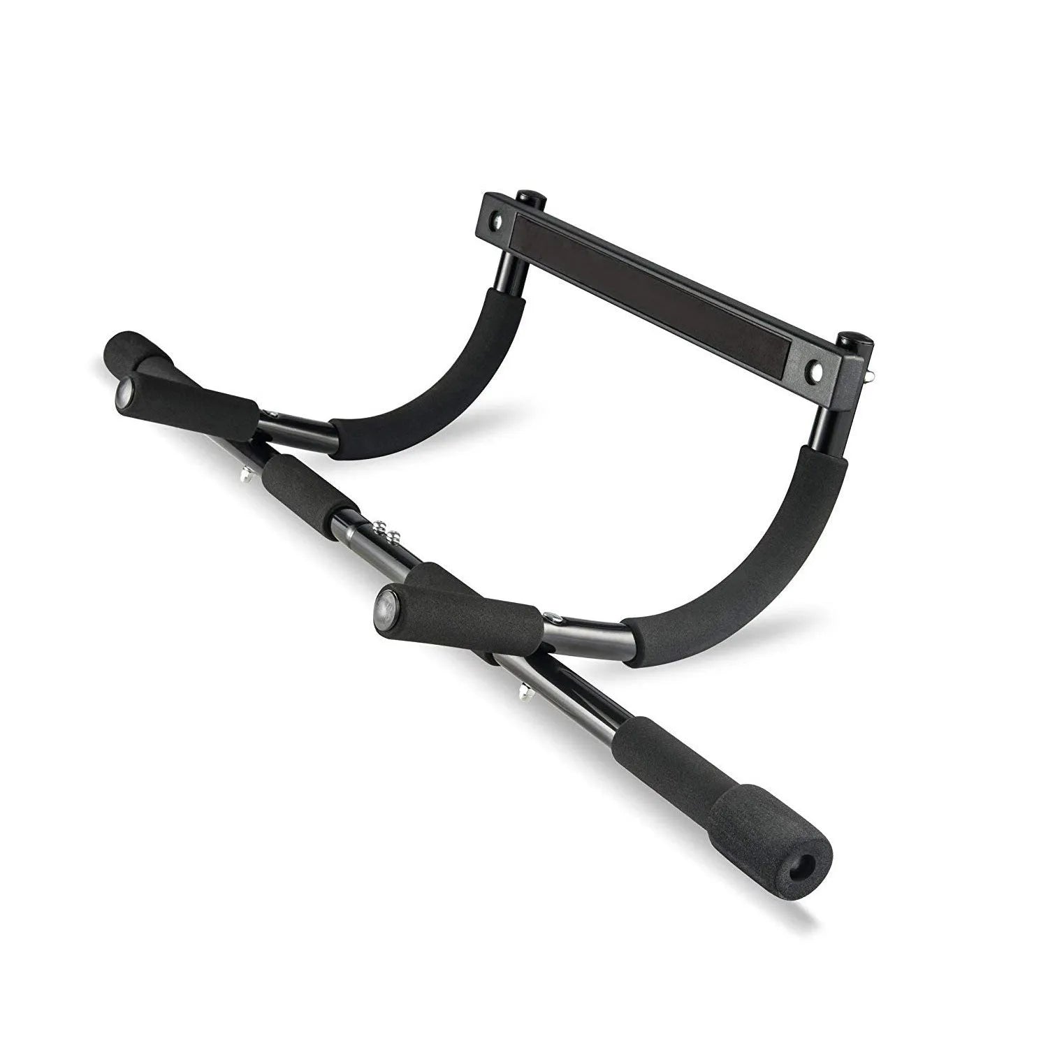 Black steel pipe pull-up bar measuring 92.5 cm wide for indoor fitness equipment