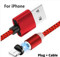 Black and red magnetic USB charging cables with Type C and Micro USB connectors