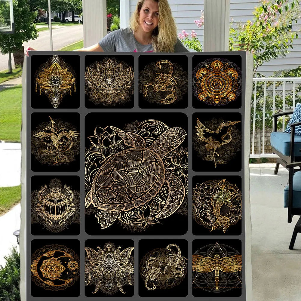 Animal 3D digital printing cotton velvet thick blanket in flower colour with cartoon pattern, 100% polyester winter throw