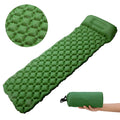 TPU outdoor inflatable cushion in blue, inflated on grass, 190x56x5.5cm, waterproof camping mat