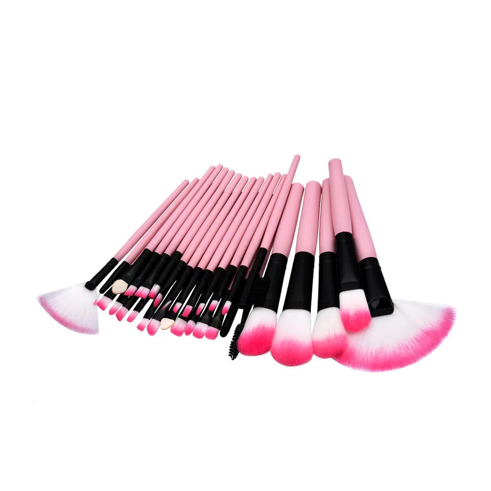 Beauty Appliance makeup brush set, wood handle, nylon bristles, portable size, beige and pink colours