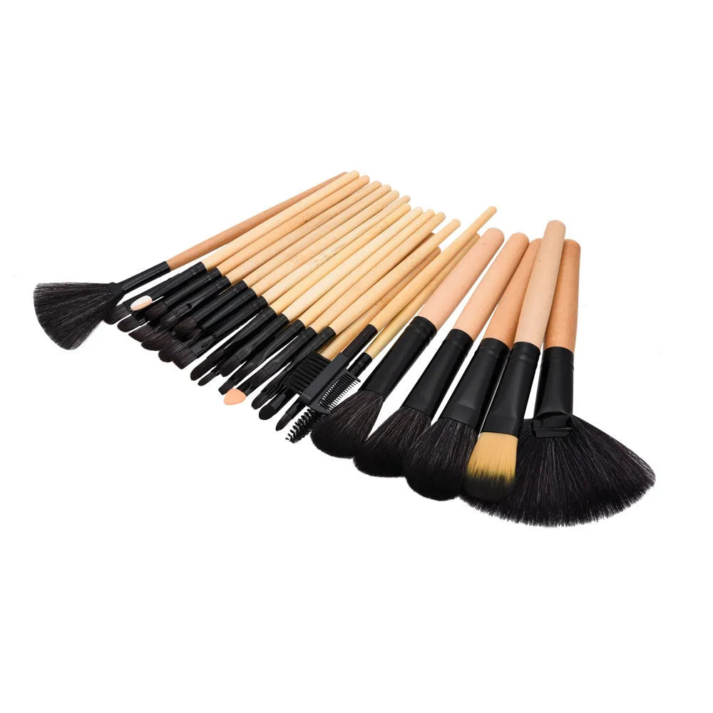 Beauty Appliance makeup brush set, wood handle, nylon bristles, portable size, beige and pink colours