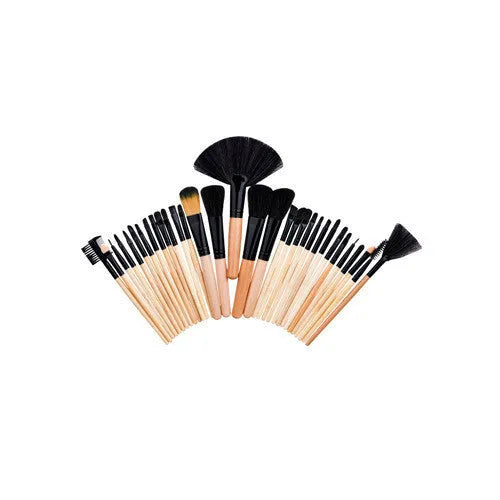 Beauty Appliance makeup brush set, wood handle, nylon bristles, portable size, beige and pink colours