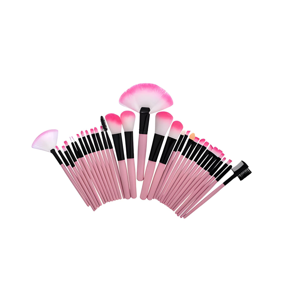 Beauty Appliance makeup brush set, wood handle, nylon bristles, portable size, beige and pink colours