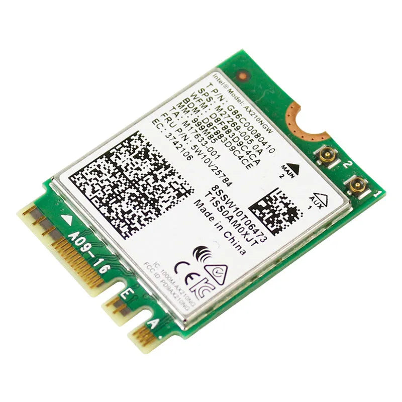 EDUP AX210 Wi-Fi 6E PCIe wireless network card module with green PCB and metal bracket.