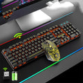 Rechargeable Manipulator Wireless Keyboard Desktop USB Mechanical Axis Support Backlight Waterproof Plug and Play Multimedia Keys Black Orange Light Official Standard A