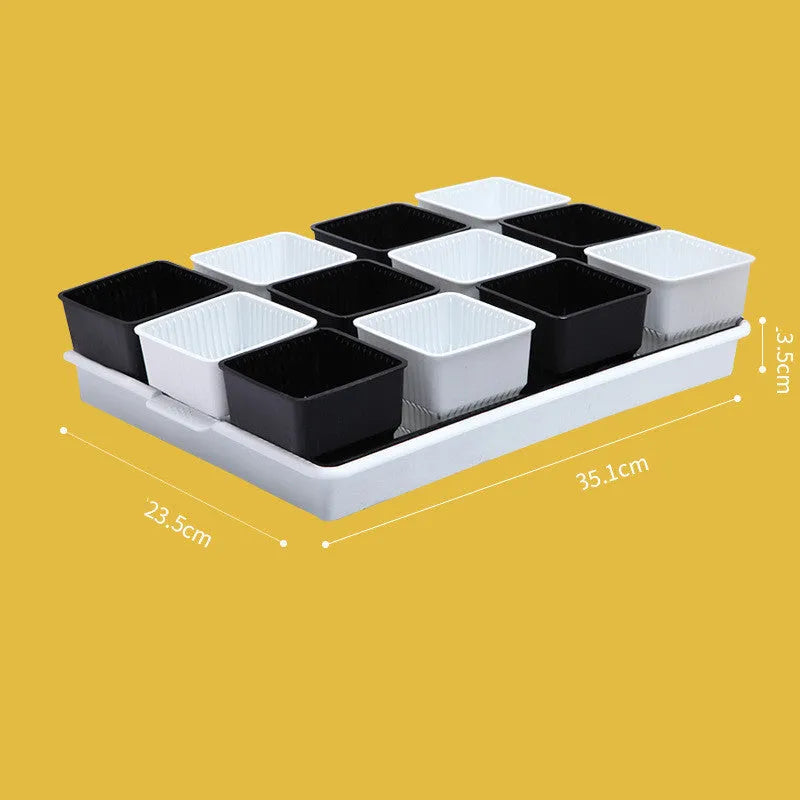 Meishi black and white plastic succulent flower pots with detachable tray, 32cm bottom diameter